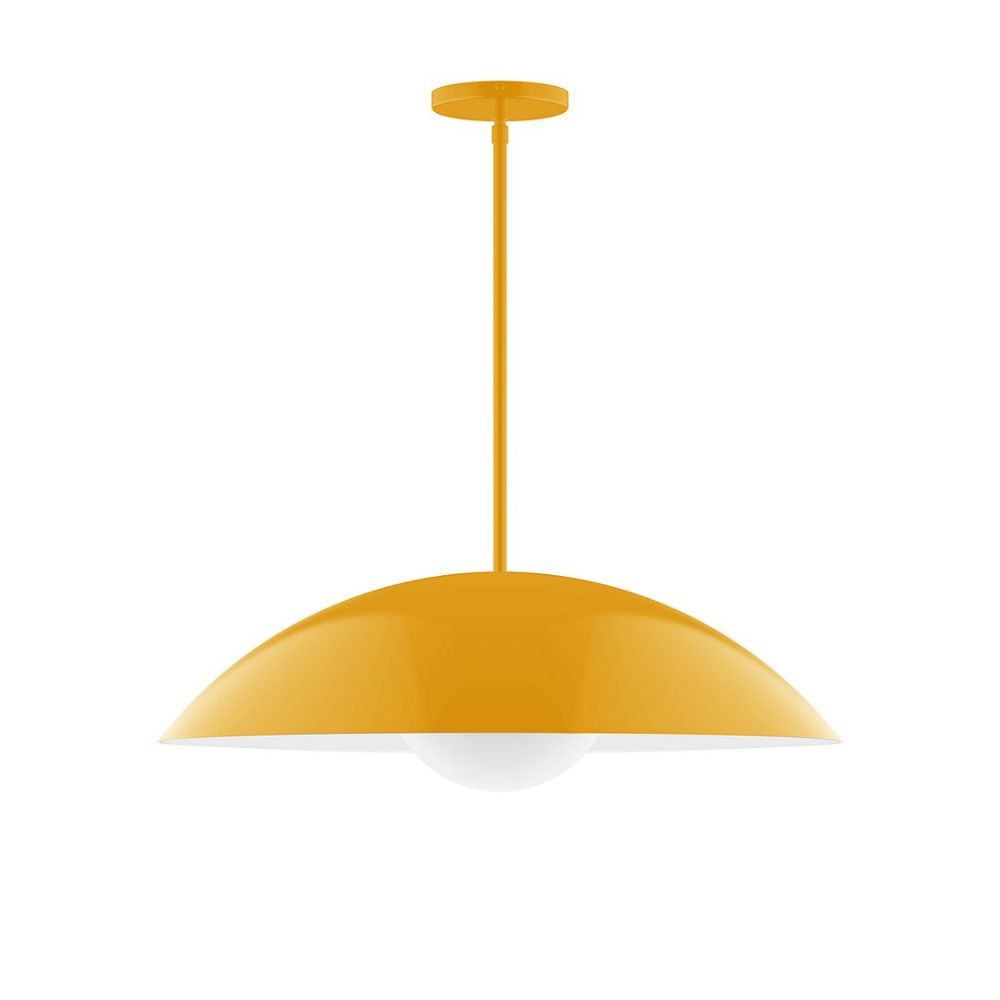 Montclair Lightworks STG439-G15-21 24" Axis Half Dome Stem Hung Pendant Bright Yellow Finish